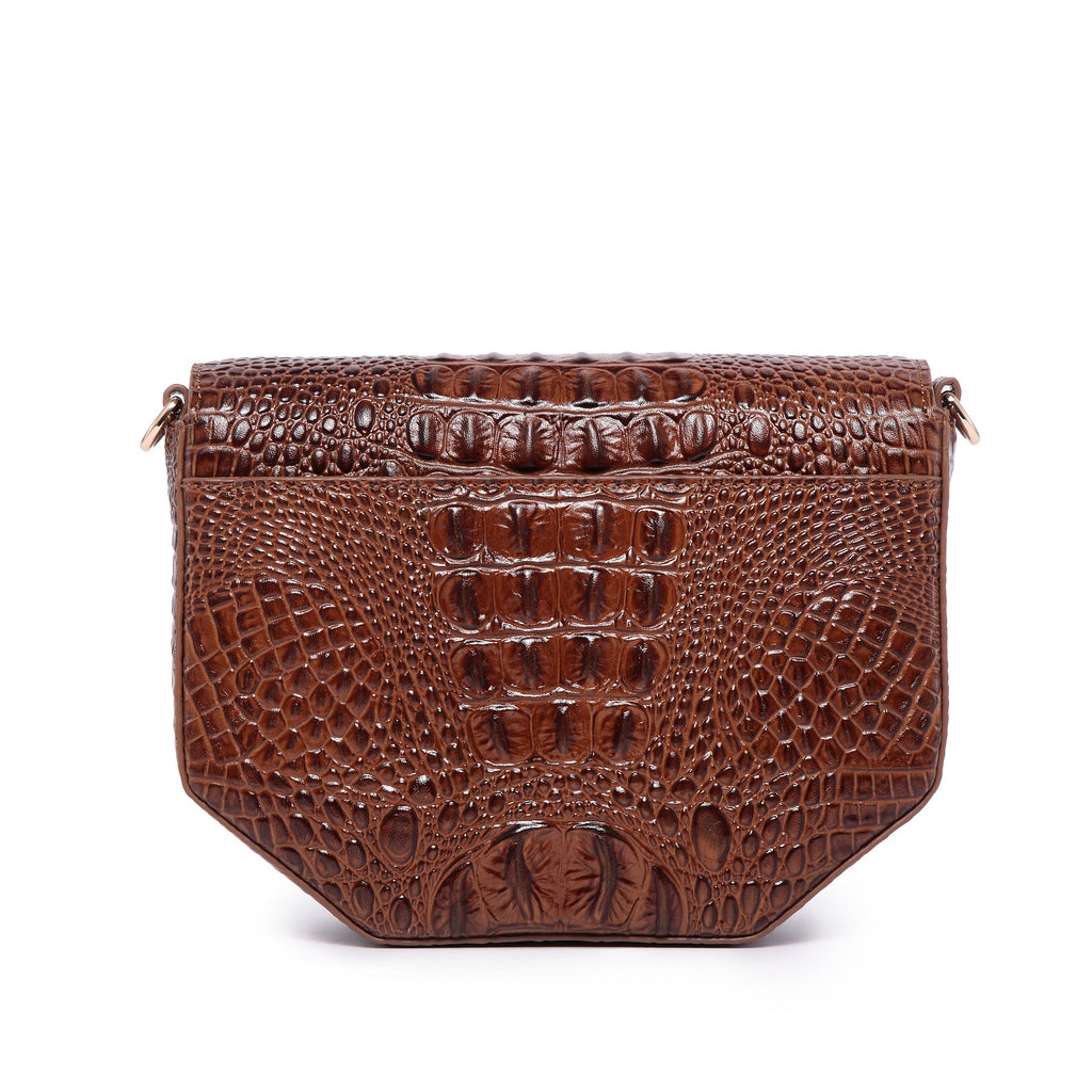 Alessia Croc Embossed Leather Handbag/ Crossbody bag: Magenta