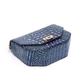 Alessia Croc Embossed Leather Handbag/ Crossbody bag: Blue