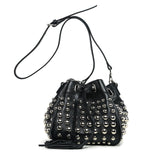 Jolyn Studded Leather Bucket Crossbody  - Black crossbody bag - Vicenzo Leather - Designer