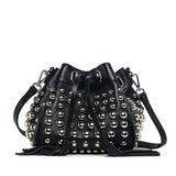 Jolyn Studded Leather Bucket Crossbody  - Black crossbody bag - Vicenzo Leather - Designer