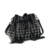 Jolyn Studded Leather Bucket Crossbody  - Black crossbody bag - Vicenzo Leather - Designer