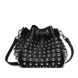 Jolyn Studded Leather Bucket Crossbody  - Black crossbody bag - Vicenzo Leather - Designer